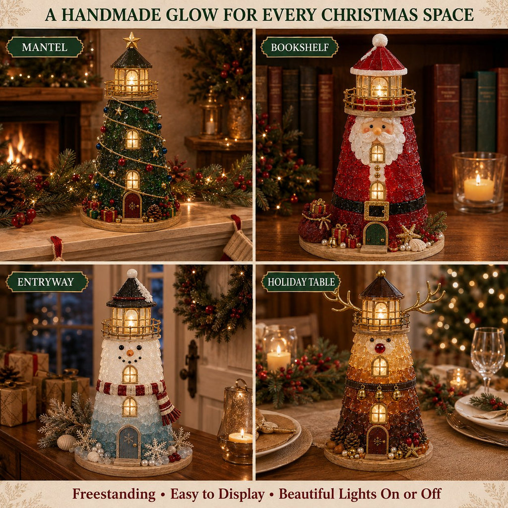 🎅 2026 Christmas Gift 50% Off--🎄Beginner-Friendly DIY Lighted Christmas Character Sea Glass-Style Lighthouse Kit Collection | Complete Kit with Sea Glass-Style Pieces, LED Lights & Step-by-Step Guide Included 💕