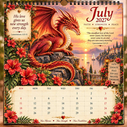🔥LAST DAY 50% OFF - 🐉📖2027 Dragon Seasons of Faith Calendar – 12 Fantasy Dragons, Scripture & Seasonal Christian Art