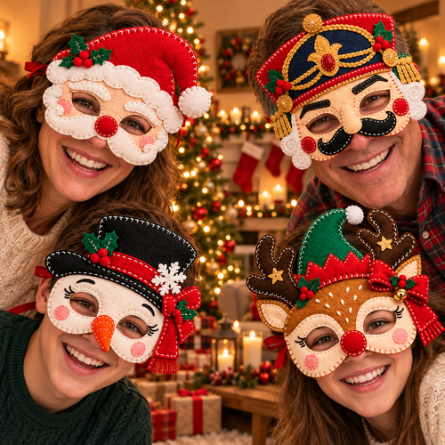 🎄 Handmade Christmas Felt Masks | Cute Holiday Party Costumes & Festive Dress-Up Accessories