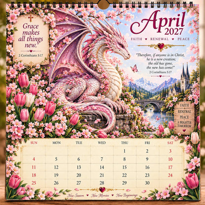 🔥LAST DAY 50% OFF - 🐉📖2027 Dragon Seasons of Faith Calendar – 12 Fantasy Dragons, Scripture & Seasonal Christian Art