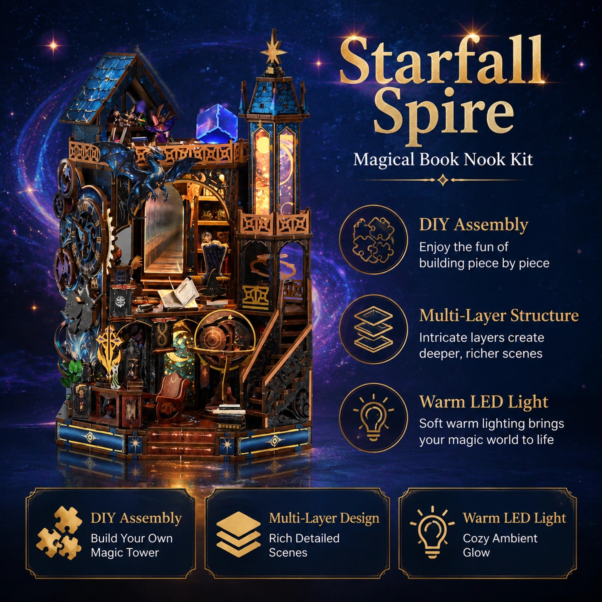 Plymagic DIY Mini House - Starry Sky Magic Tower