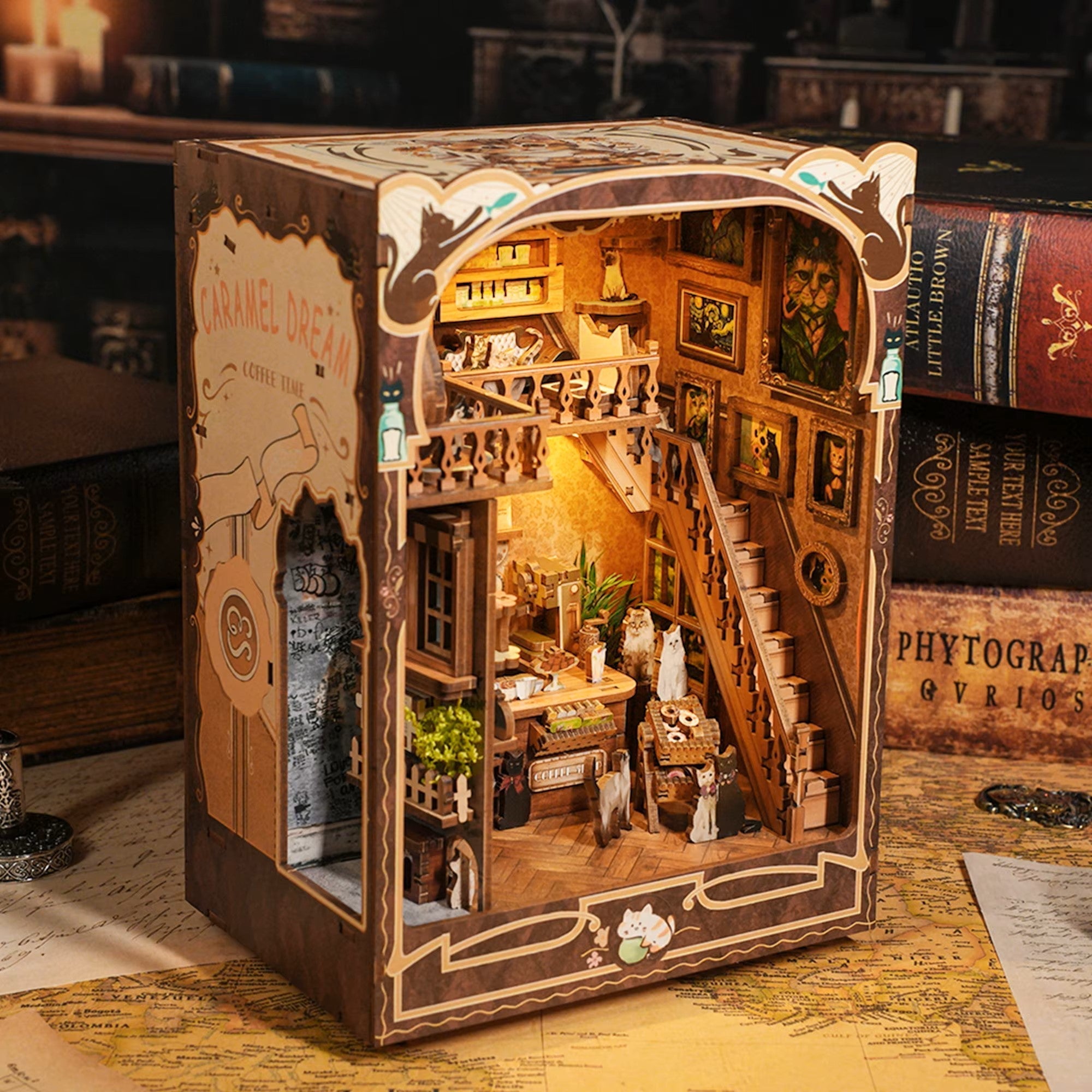 Plymagic DIY Book Nook - Classic Cat Tea Shop