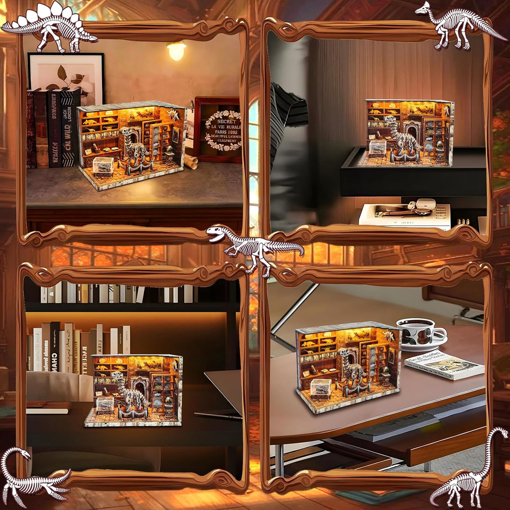 Plymagic DIY Book Nook - Dinosaur Museum Dollhouse Kit