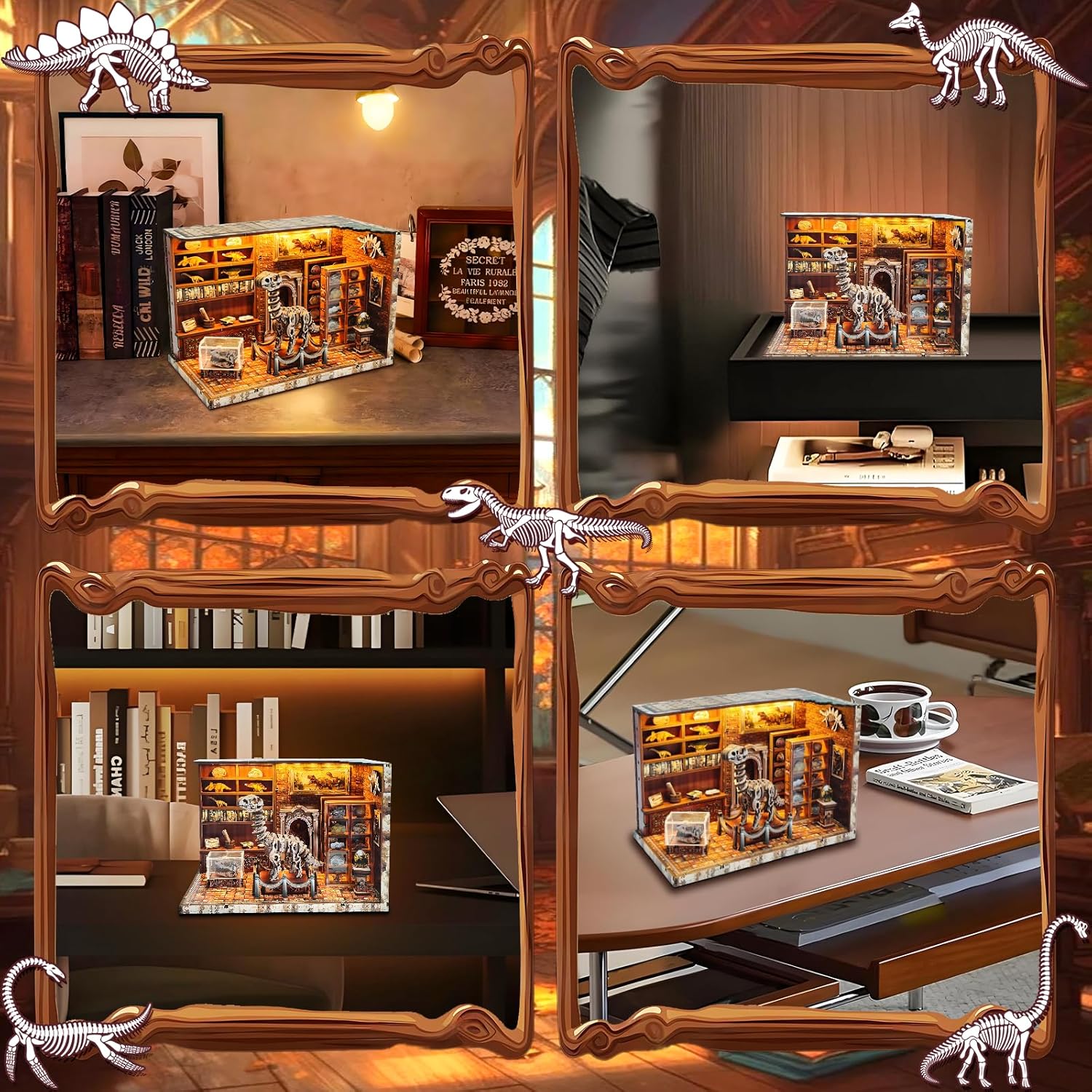 Plymagic DIY Book Nook - Dinosaur Museum Dollhouse Kit