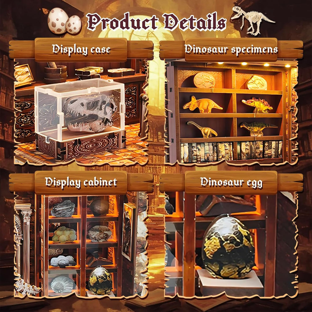 Plymagic DIY Book Nook - Dinosaur Museum Dollhouse Kit