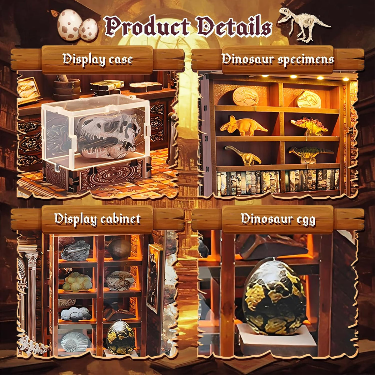 Plymagic DIY Book Nook - Dinosaur Museum Dollhouse Kit