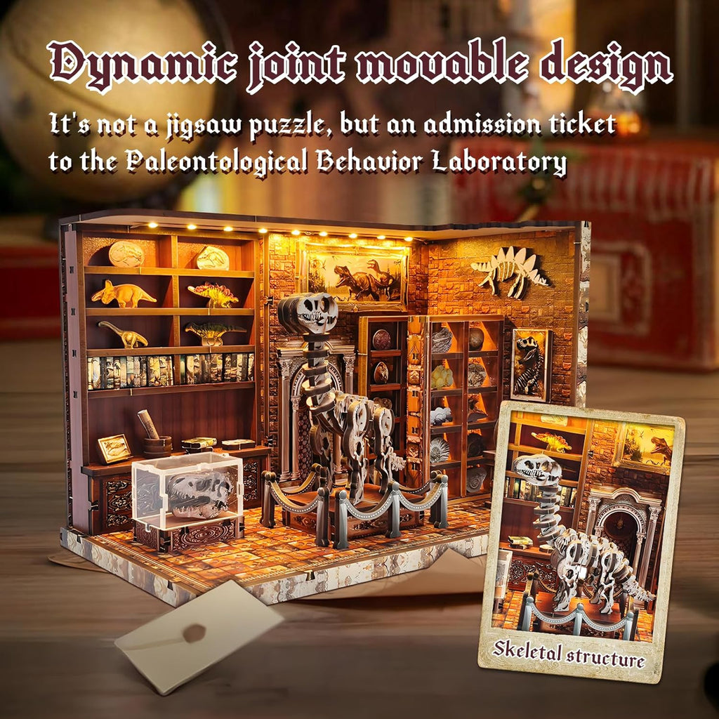 Plymagic DIY Book Nook - Dinosaur Museum Dollhouse Kit