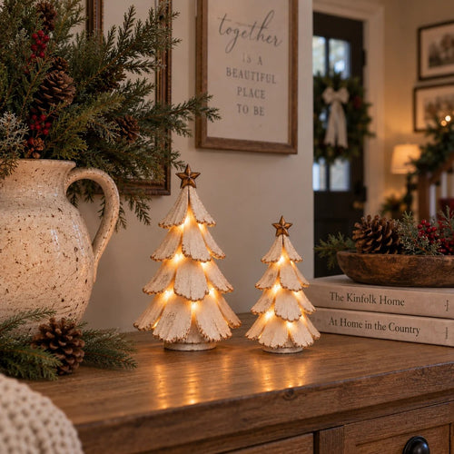 🎄🌙 Vintage-Weihnachtsbaumfigur mit Beleuchtung