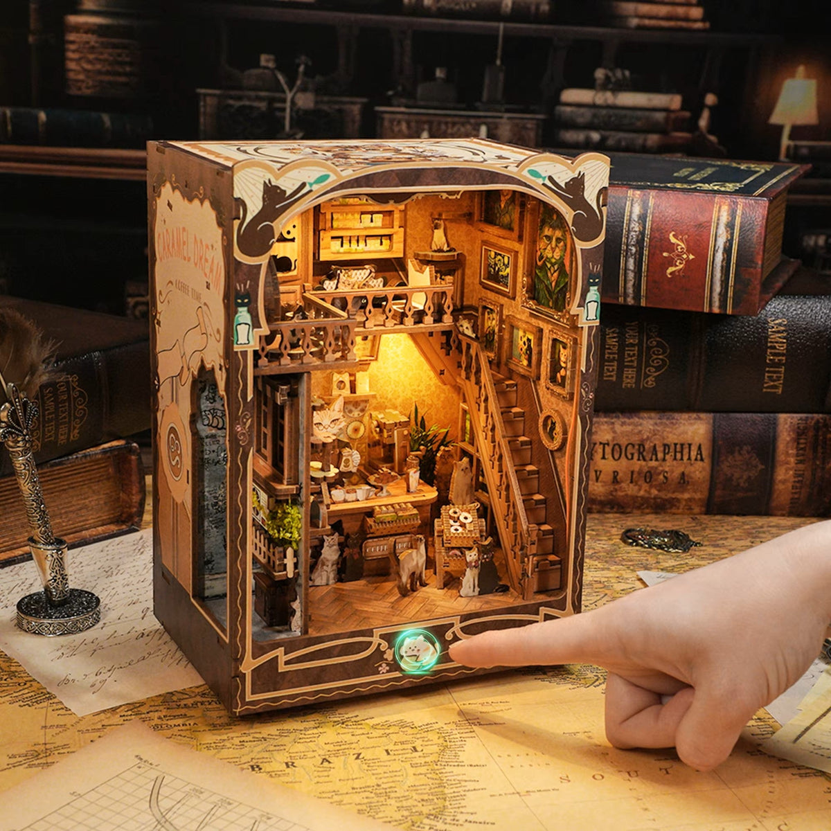 Plymagic DIY Book Nook - Classic Cat Tea Shop