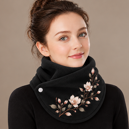 🌸 Elegant Floral Fleece Neck Warmer for Women – Soft & Cozy Winter Scarf