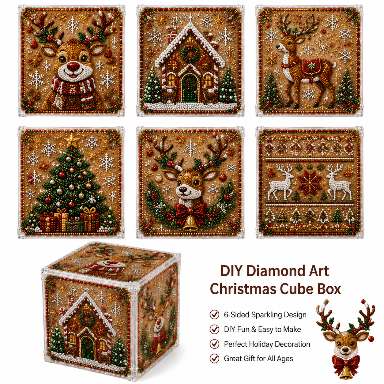 Plymagic DIY Pearl Art - Christmas Cube Box