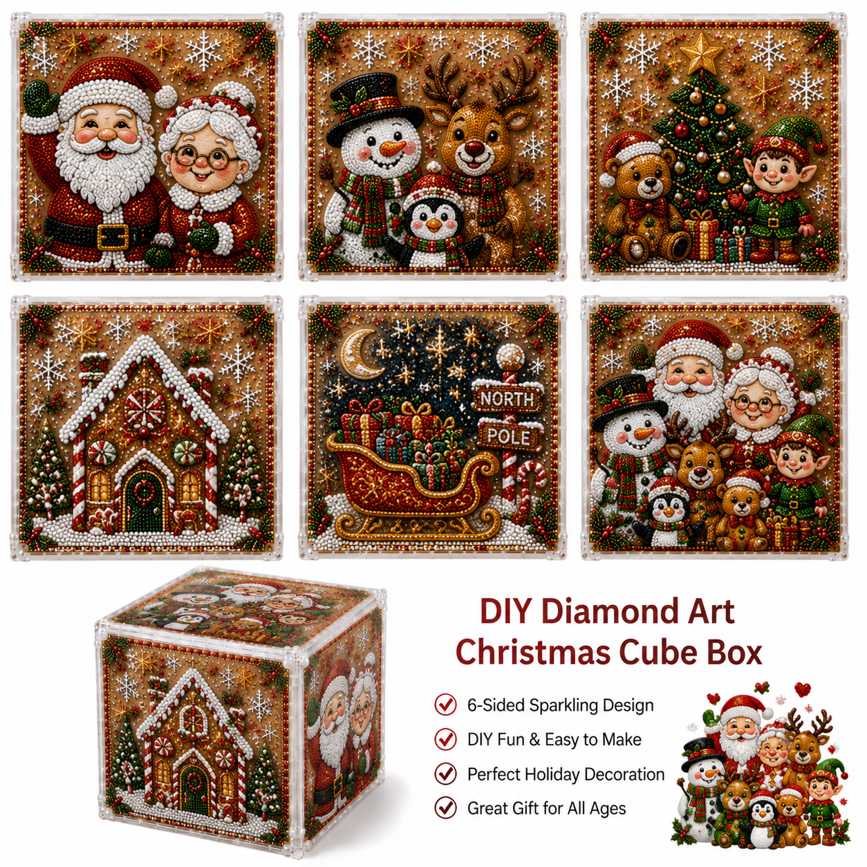 Plymagic DIY Pearl Art - Christmas Cube Box