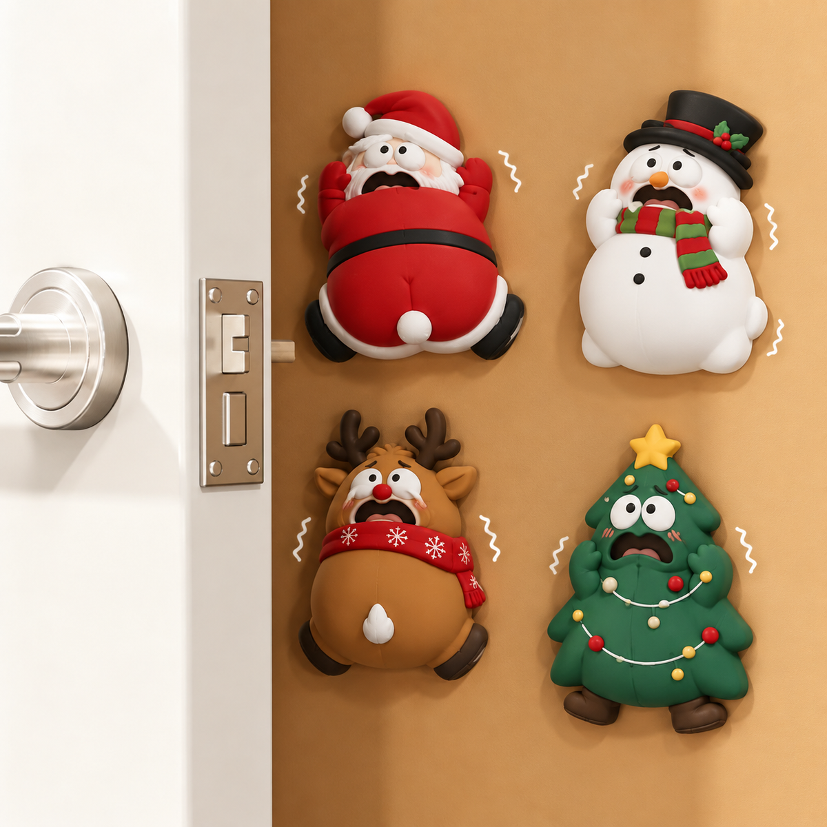 🎄 Christmas Door Wall Bumper – Cute 3D Anti-Collision Protector