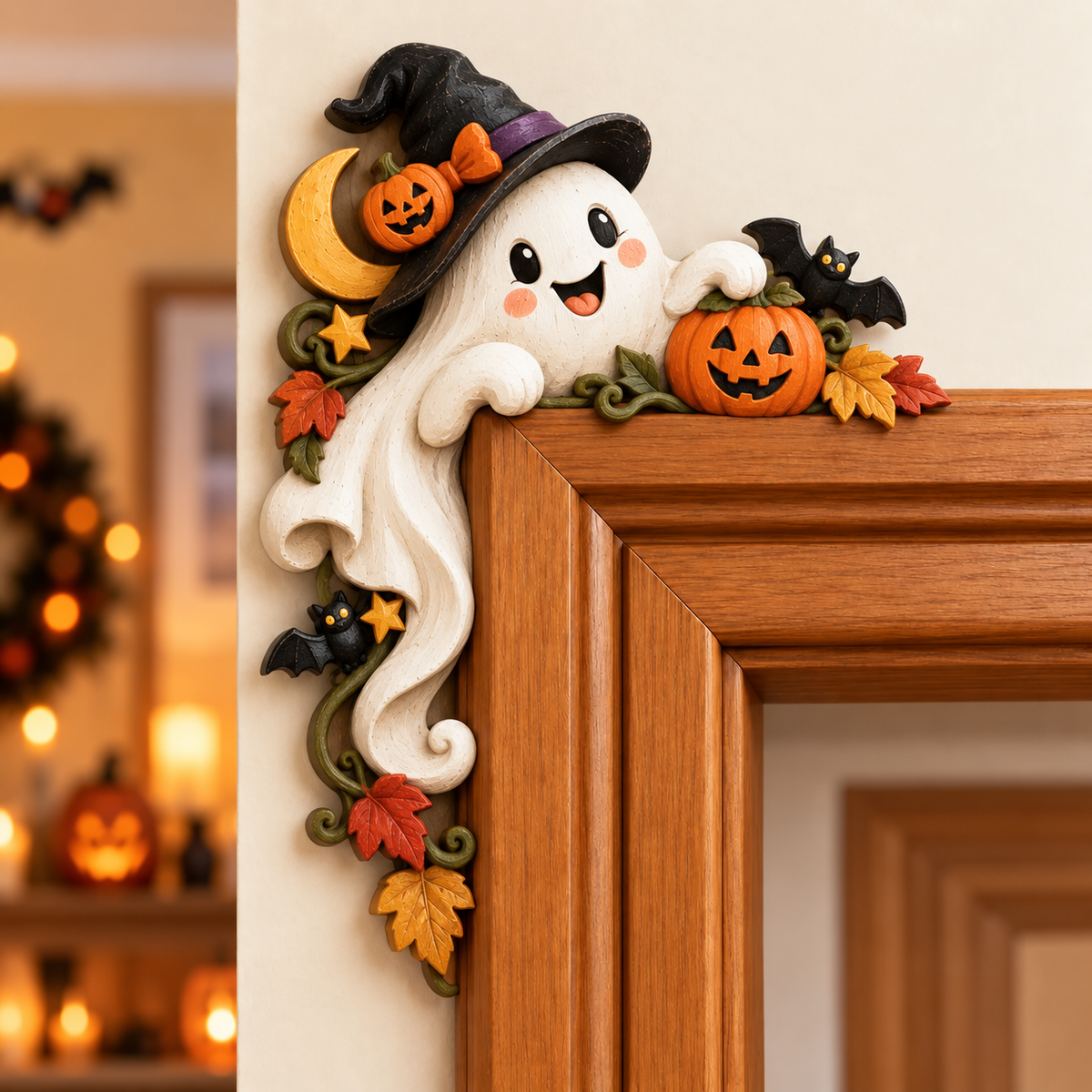 🎃 Halloween Ghost Door Frame Corner Decor – Cute Spooky Doorway Accent 👻