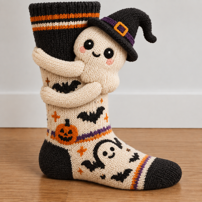 🎃 3D Knitted Halloween Character Socks | Cute Handmade Monster Plush Socks