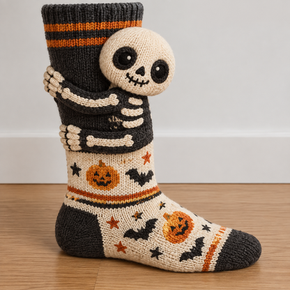 🎃 3D Knitted Halloween Character Socks | Cute Handmade Monster Plush Socks