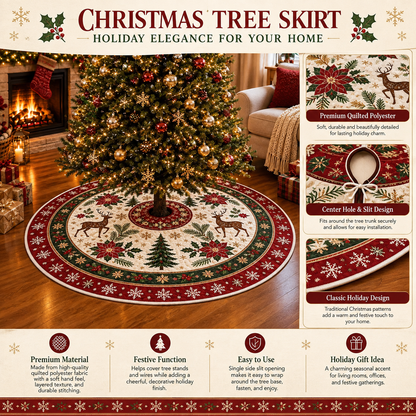 Plymagic Christmas Tree Skirt - Snowflake Reindeer