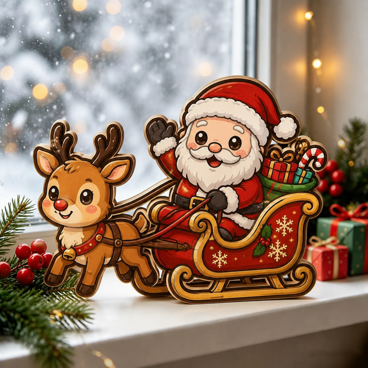 Christmas wooden tabletop ornaments