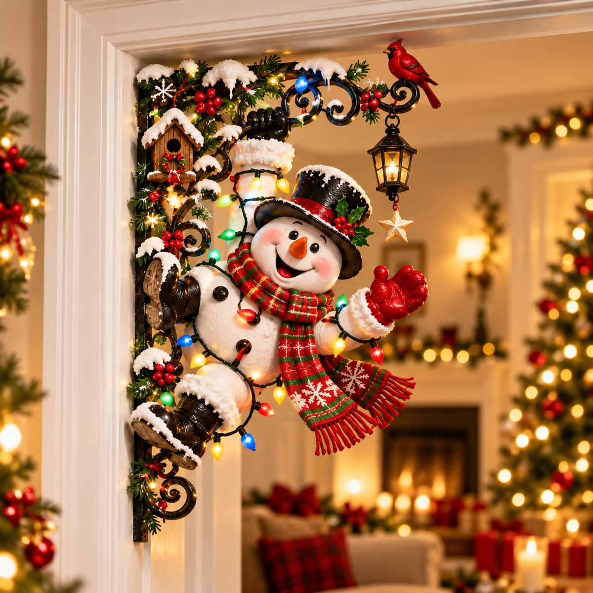 🎄 Christmas Door Frame Corner Decor – Santa, Snowman & Reindeer