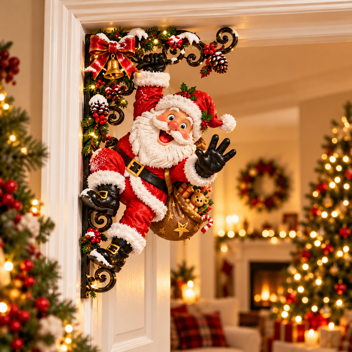 🎄 Christmas Door Frame Corner Decor – Santa, Snowman & Reindeer