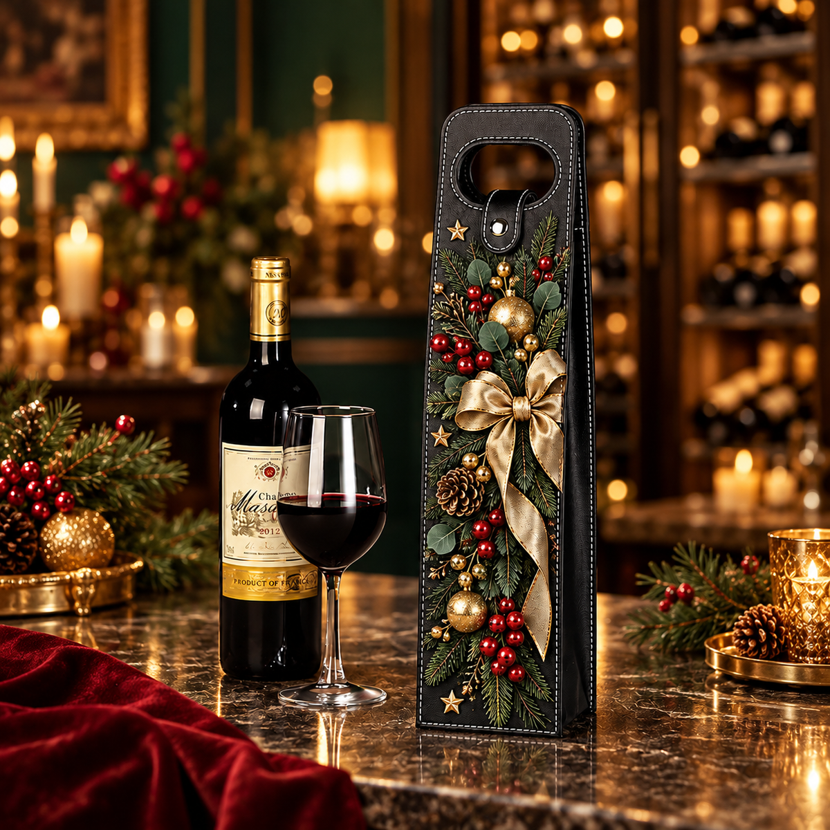 🍷 Festive Wine Bottle Gift Carrier for Holiday Gifting