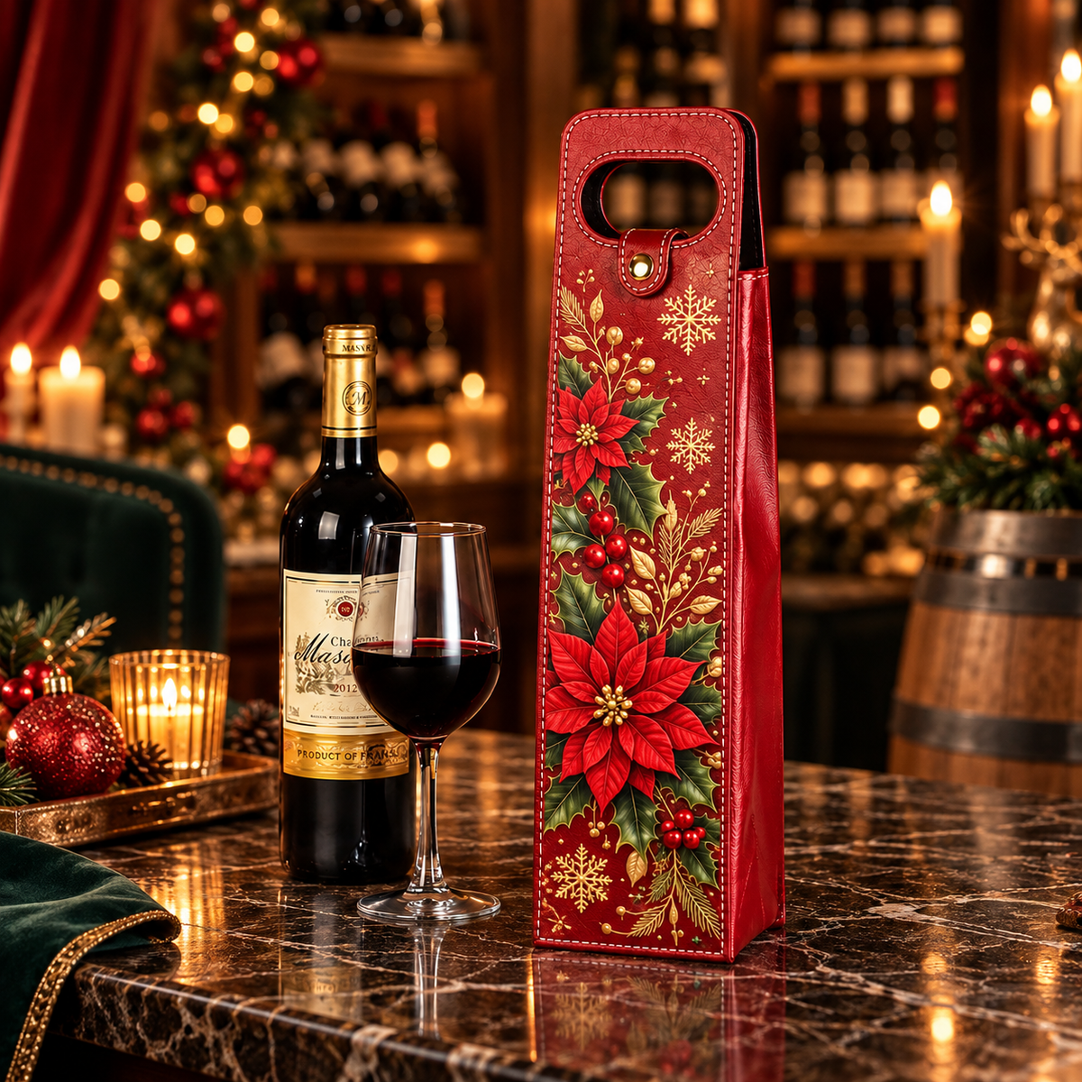 🍷 Festive Wine Bottle Gift Carrier for Holiday Gifting