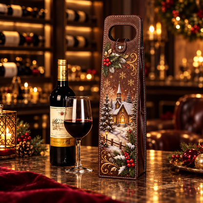 🍷 Festive Wine Bottle Gift Carrier for Holiday Gifting