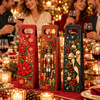 🍷 Festive Wine Bottle Gift Carrier for Holiday Gifting