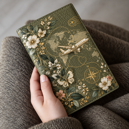 ✈️ Vintage Floral Travel Passport Holder