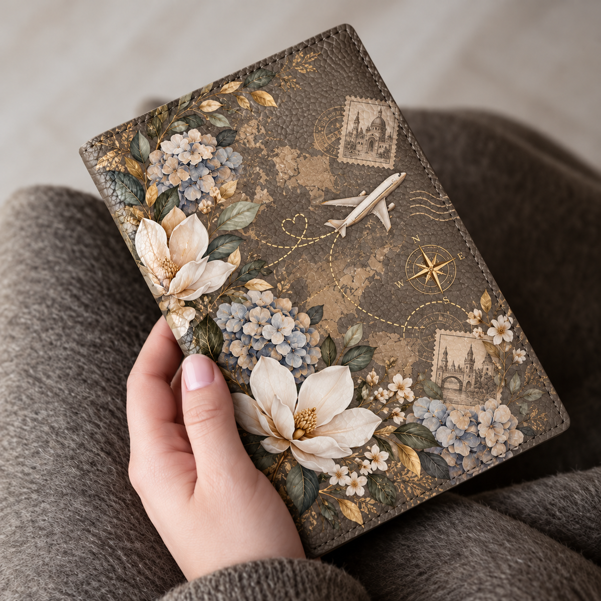 ✈️ Vintage Floral Travel Passport Holder