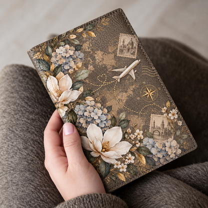 ✈️ Vintage Floral Travel Passport Holder