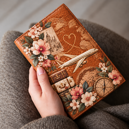 ✈️ Vintage Floral Travel Passport Holder
