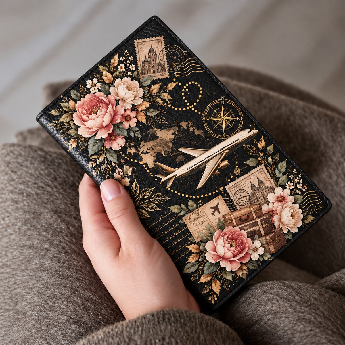 ✈️ Vintage Floral Travel Passport Holder