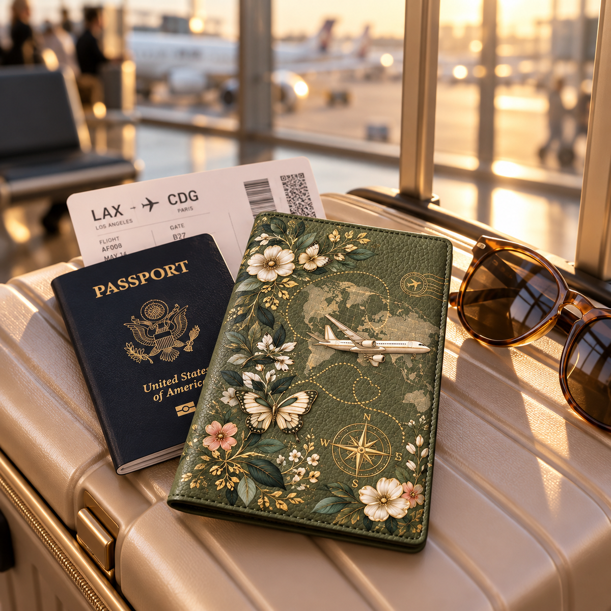 ✈️ Vintage Floral Travel Passport Holder