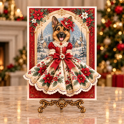 Vintage Christmas Dog 3D Dress Greeting Card – Festive Holiday Keepsake for Dog Lovers