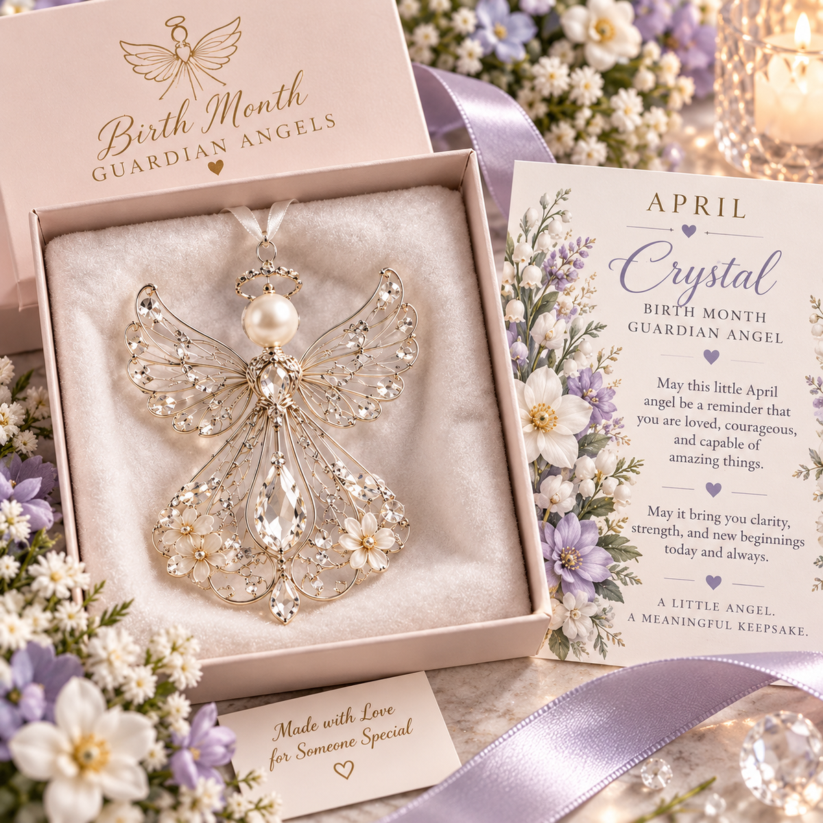 🕊️ Birth Month Guardian Angel Ornament – Not Just an Angel. Their Angel. ✨💎