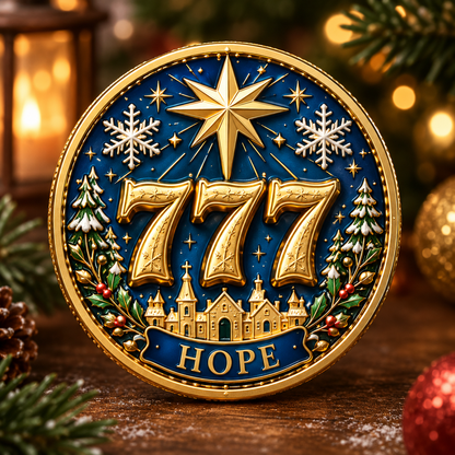 🎄✨ Lucky 777 Christmas Blessing Medallions Set — 9-Piece Holiday Collectible Coins 🎁