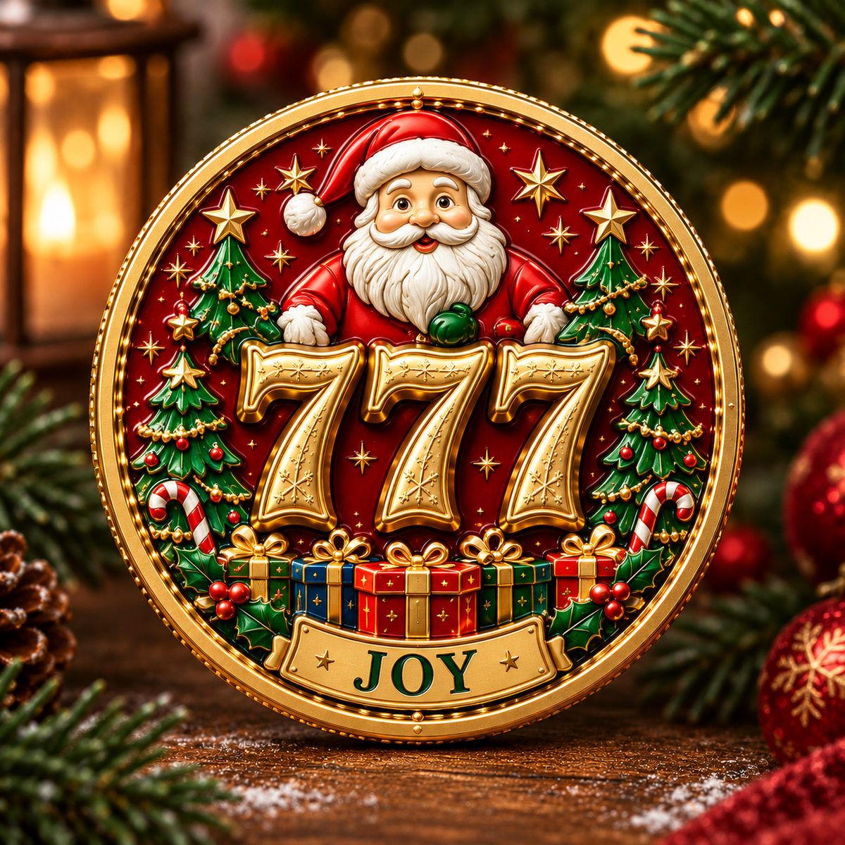 🎄✨ Lucky 777 Christmas Blessing Medallions Set — 9-Piece Holiday Collectible Coins 🎁