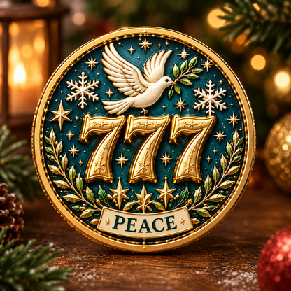🎄✨ Lucky 777 Christmas Blessing Medallions Set — 9-Piece Holiday Collectible Coins 🎁
