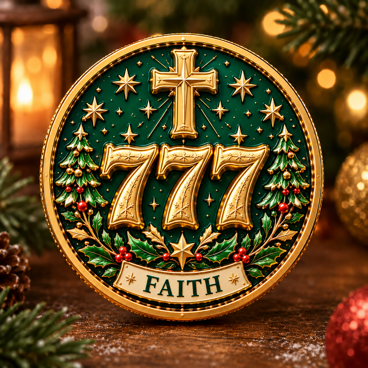 🎄✨ Lucky 777 Christmas Blessing Medallions Set — 9-Piece Holiday Collectible Coins 🎁