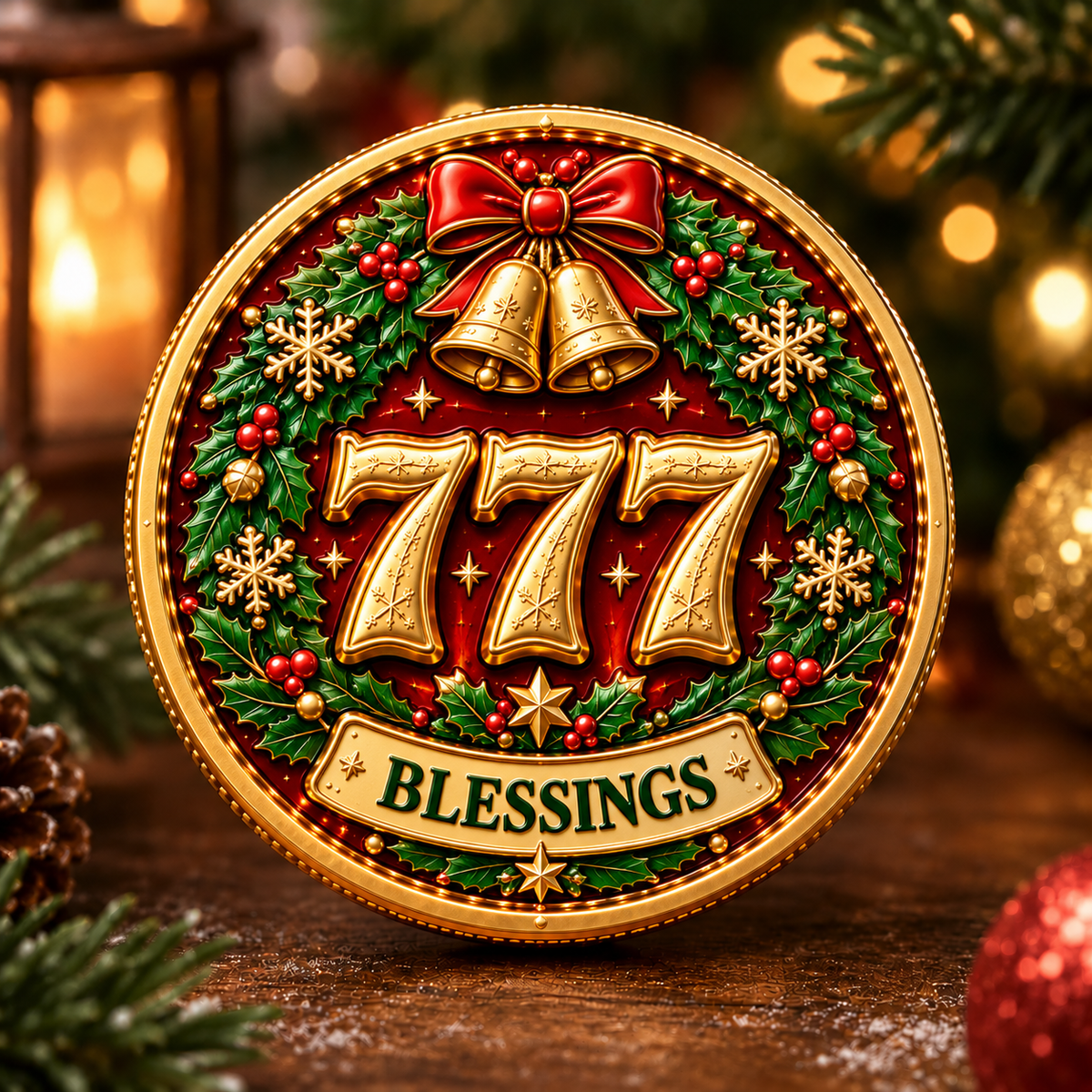 🎄✨ Lucky 777 Christmas Blessing Medallions Set — 9-Piece Holiday Collectible Coins 🎁