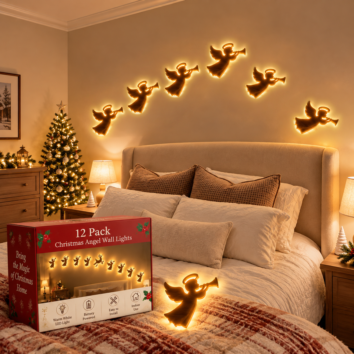 ✨ Christmas Angel Wall Lights – Create a Magical Holiday Glow in Your Home