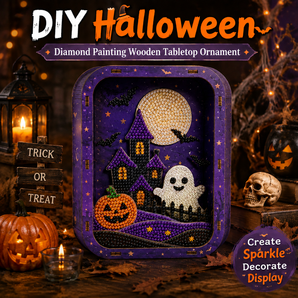 Plymagic DIY Pearl Art - Halloween Wooden Tabletop