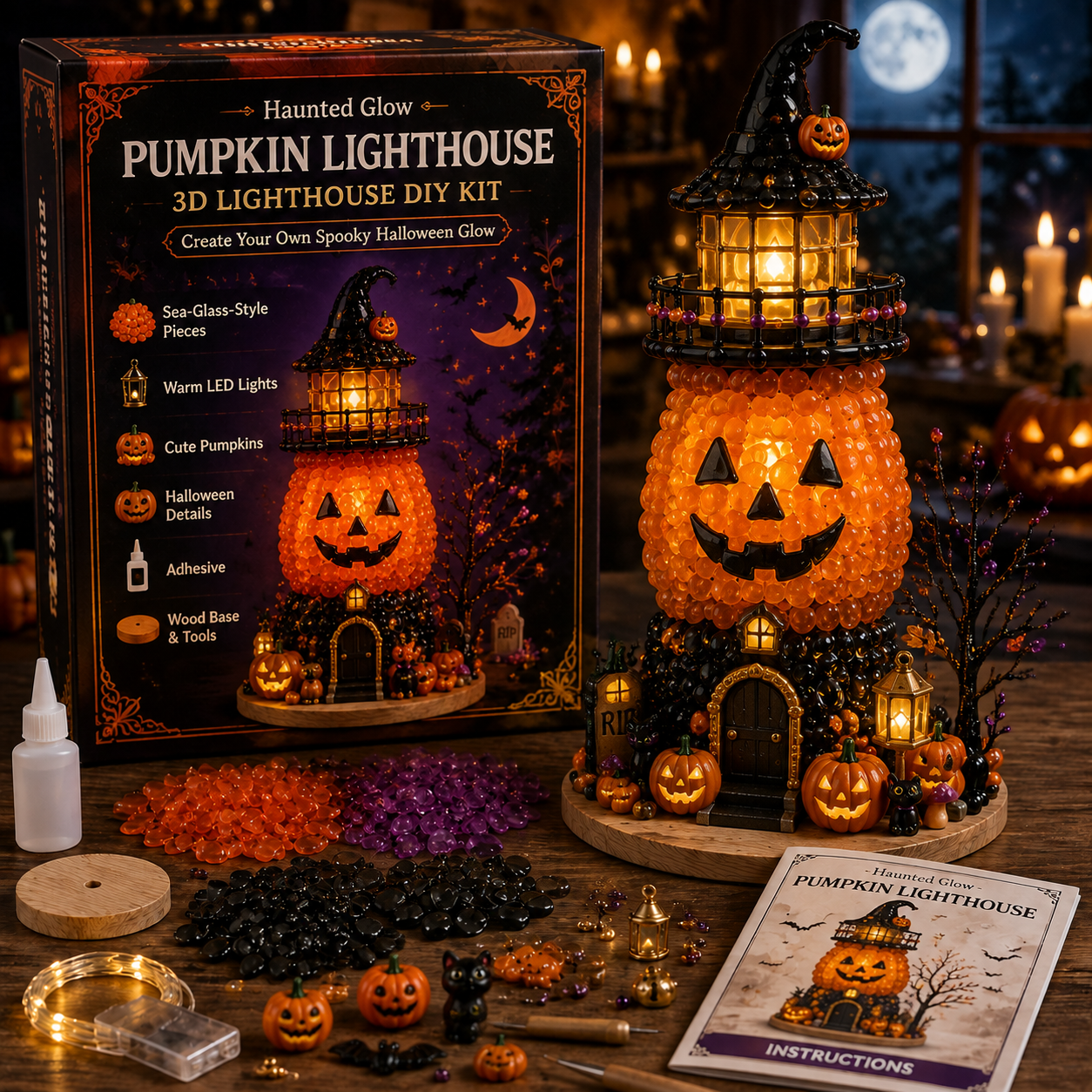 🎄 Halloween Sea‑Glass Lighthouse DIY Kits