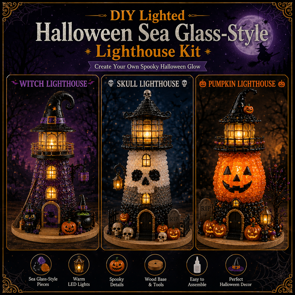 🎄 Halloween Sea‑Glass Lighthouse DIY Kits