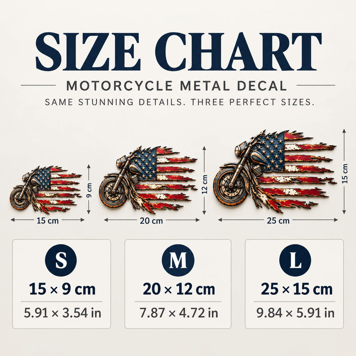 Vintage American Flag Motorcycle Metal Emblem