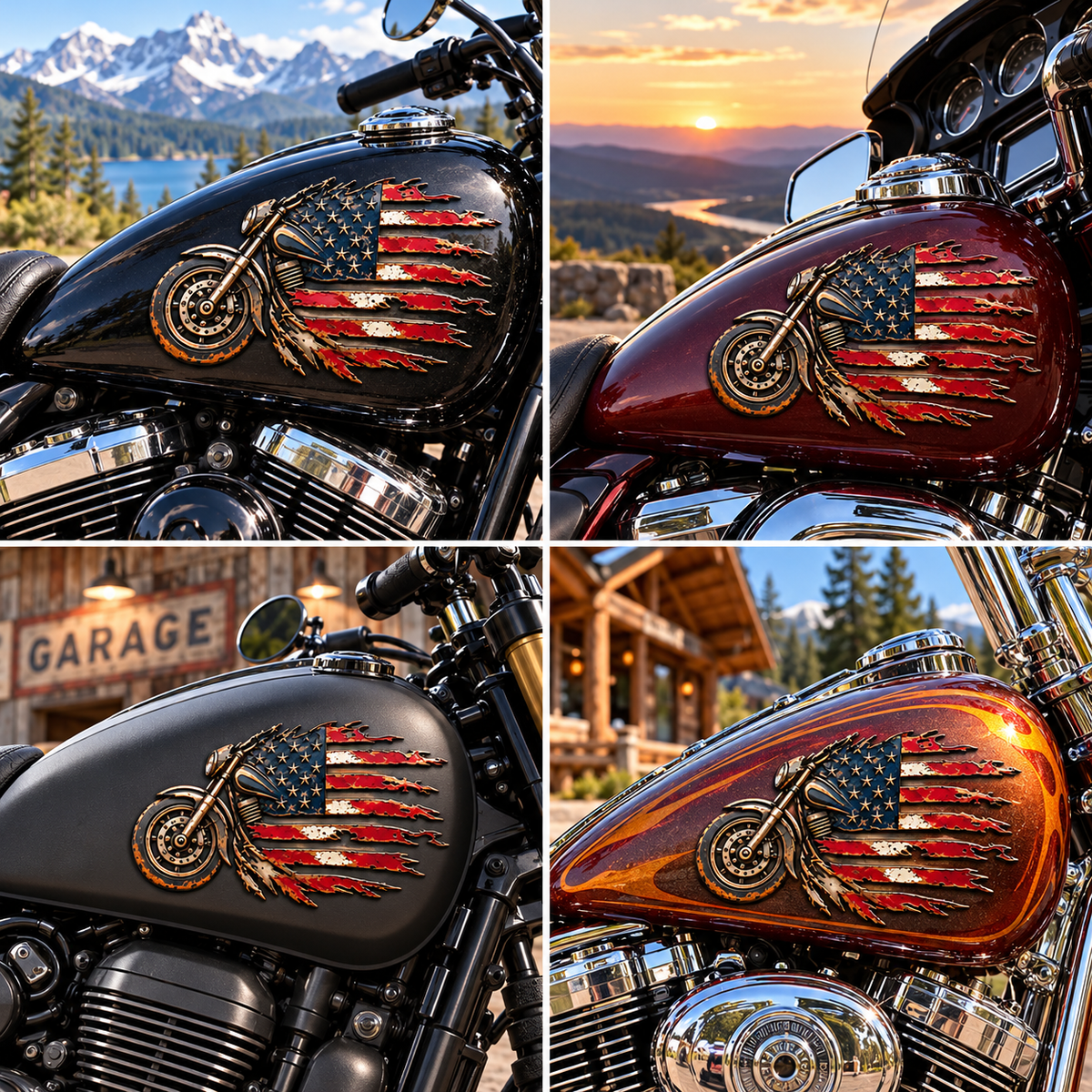 Vintage American Flag Motorcycle Metal Emblem