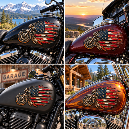 Vintage American Flag Motorcycle Metal Emblem
