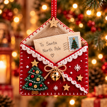 🎄 Letters to Santa Felt Envelope Christmas Tree Ornaments | 6 Festive Styles