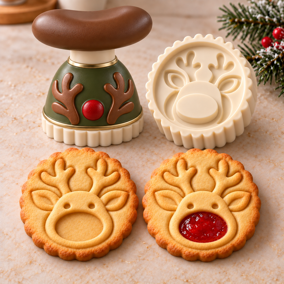 Christmas Jam Cookie Press – Festive Character Handles & Embossed Designs
